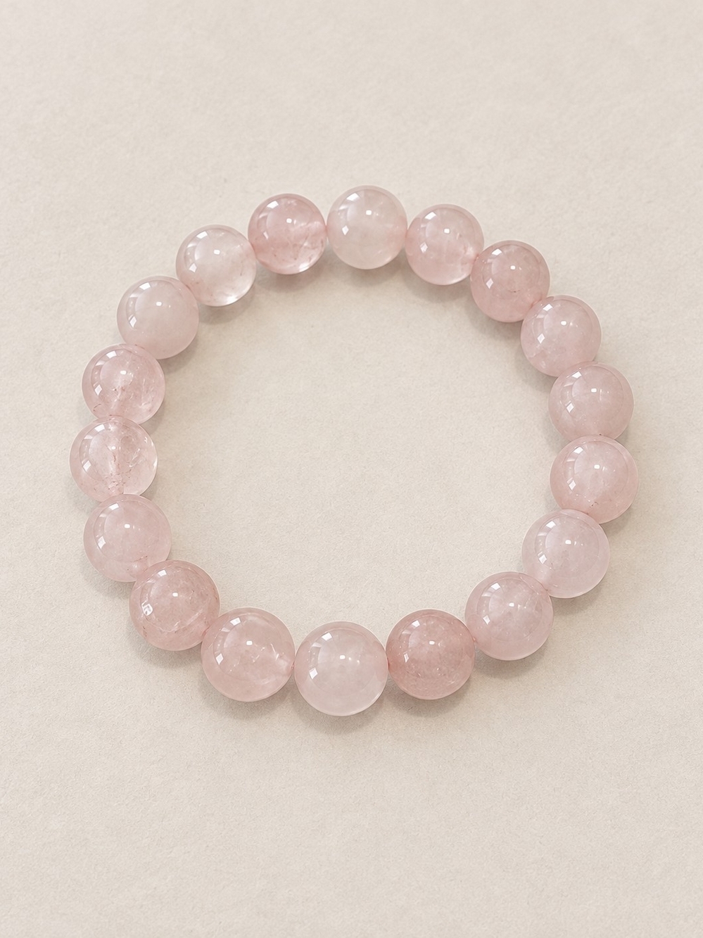 Rose Quartz Beaded Bracelet Pink Gemstone Womens Crystal Healing HighVibe Boho